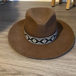Free People Banded Wide Brim Hat (Olive & Pique)
